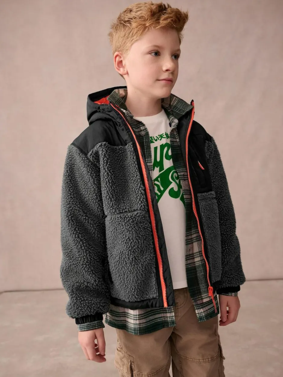Superdry Black Borg Zip Through Jacket Clearance