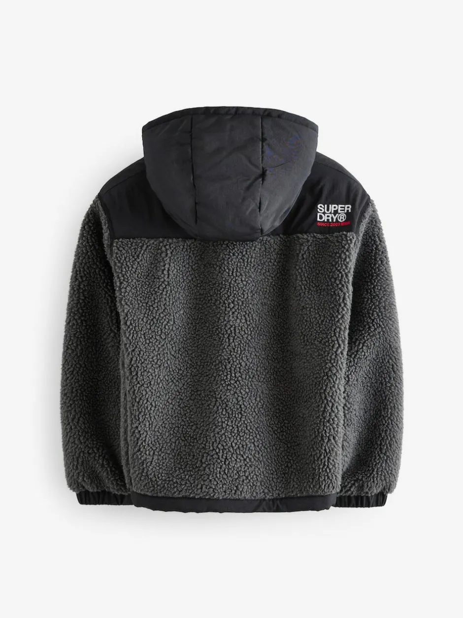 Superdry Black Borg Zip Through Jacket Clearance