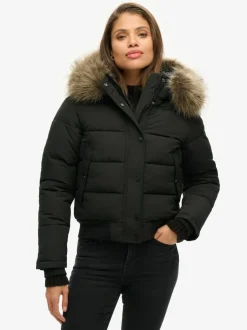 Superdry Black Everest Hooded Bomber Jacket Best