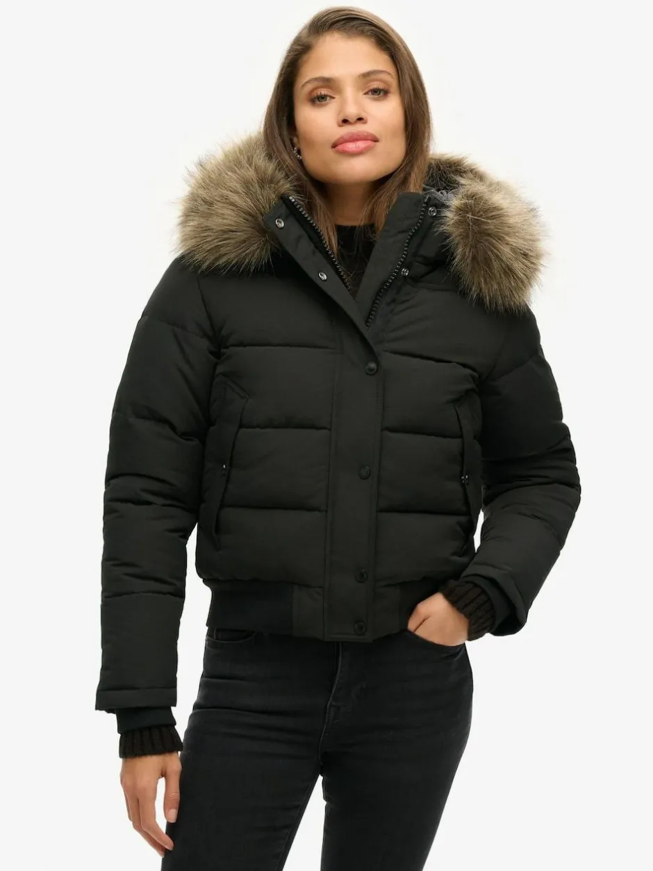 Superdry Black Everest Hooded Bomber Jacket Best