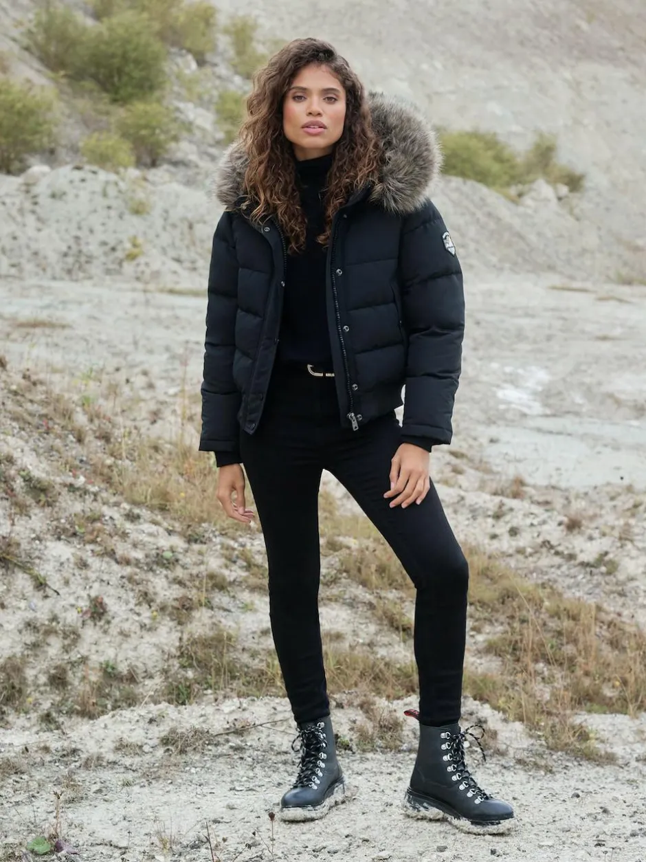 Superdry Black Everest Hooded Bomber Jacket Best