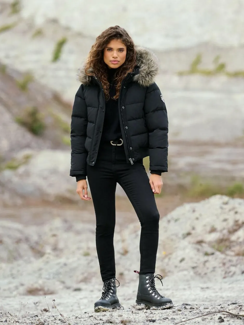 Superdry Black Everest Hooded Bomber Jacket Best