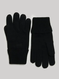 Superdry Knitted Logo Gloves Black Discount