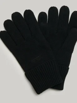 Superdry Knitted Logo Gloves Black Discount