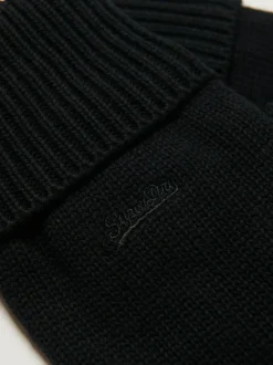 Superdry Knitted Logo Gloves Black Discount