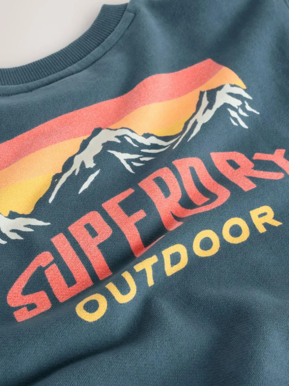 Superdry Blue Red Sweat Top & Shorts Set Hot