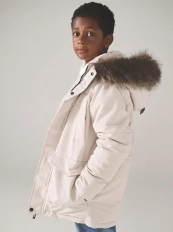 Superdry Everest Parka Coat Cream Sale