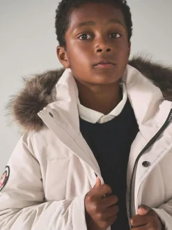 Superdry Everest Parka Coat Cream Sale