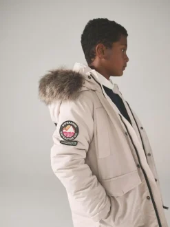 Superdry Everest Parka Coat Cream Sale