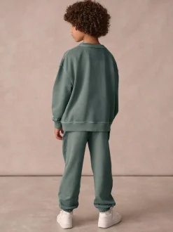 Superdry Dark Green Sweat Top & Shorts Set Online