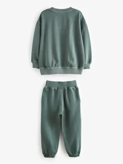 Superdry Dark Green Sweat Top & Shorts Set Online
