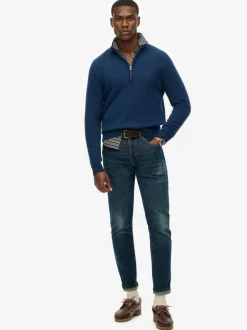 Superdry Dusk Navy Marl Wool Blend Half Zip Jumper Online