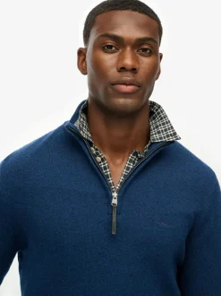 Superdry Dusk Navy Marl Wool Blend Half Zip Jumper Online