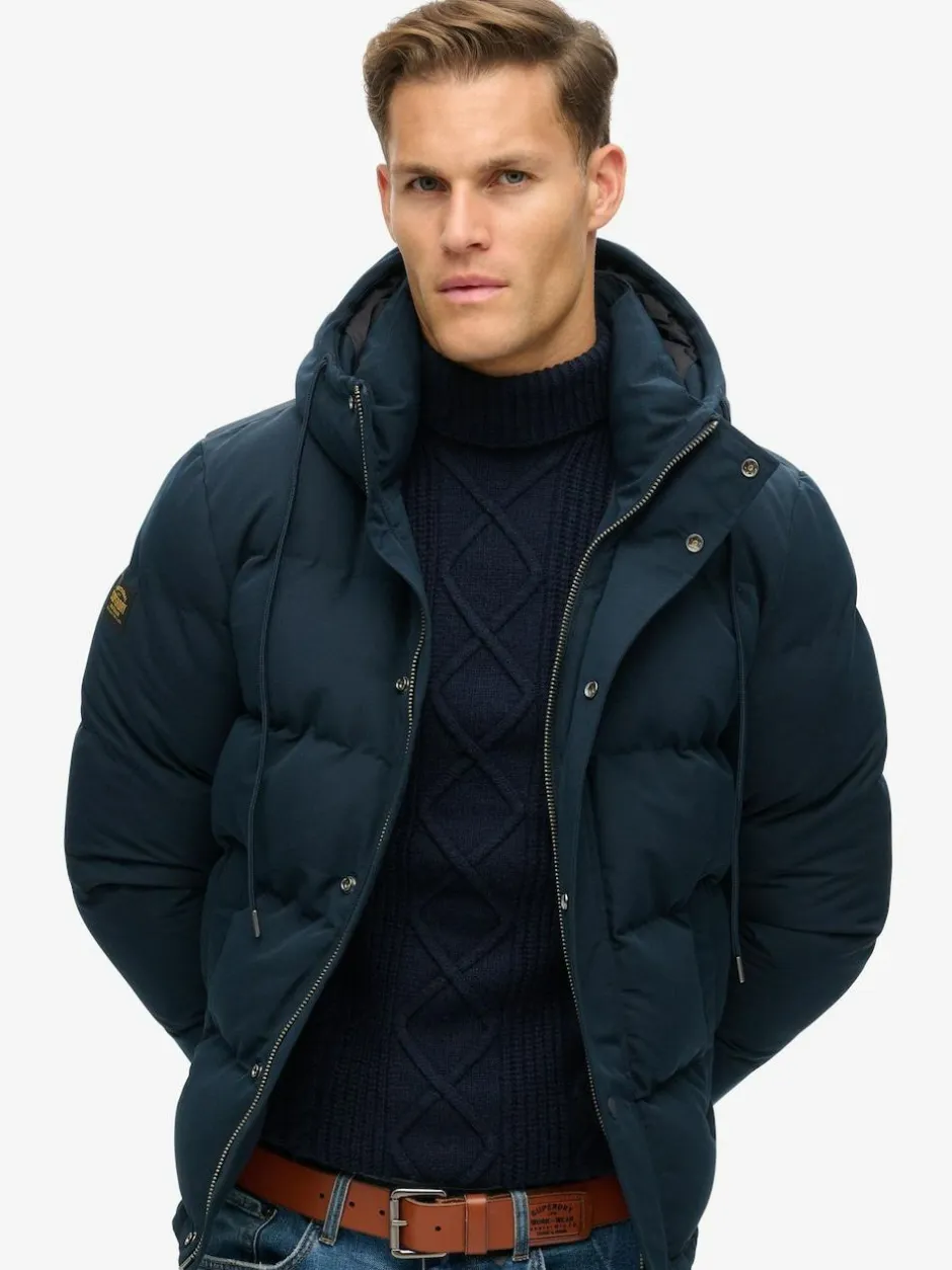 Superdry Everest Short Hooded Puffer Jacket Eclipse Navy Discount