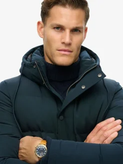 Superdry Everest Short Hooded Puffer Jacket Eclipse Navy Discount