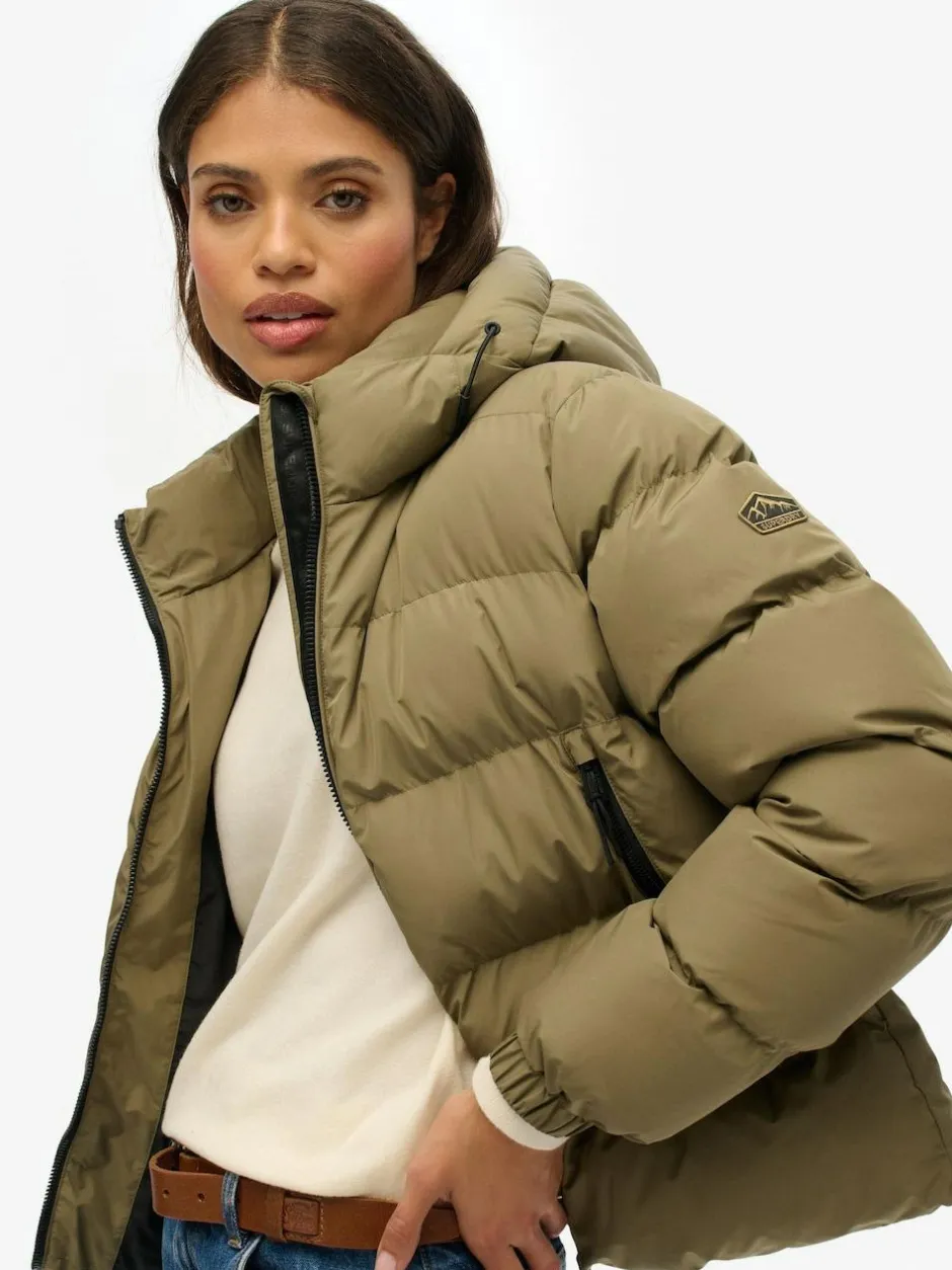 Superdry Green Hooded Sports Puffer Jacket