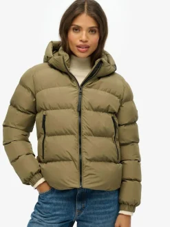 Superdry Green Hooded Sports Puffer Jacket