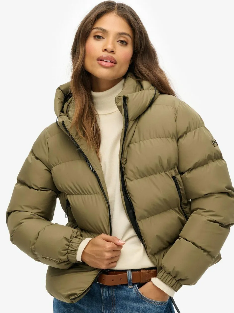 Superdry Green Hooded Sports Puffer Jacket