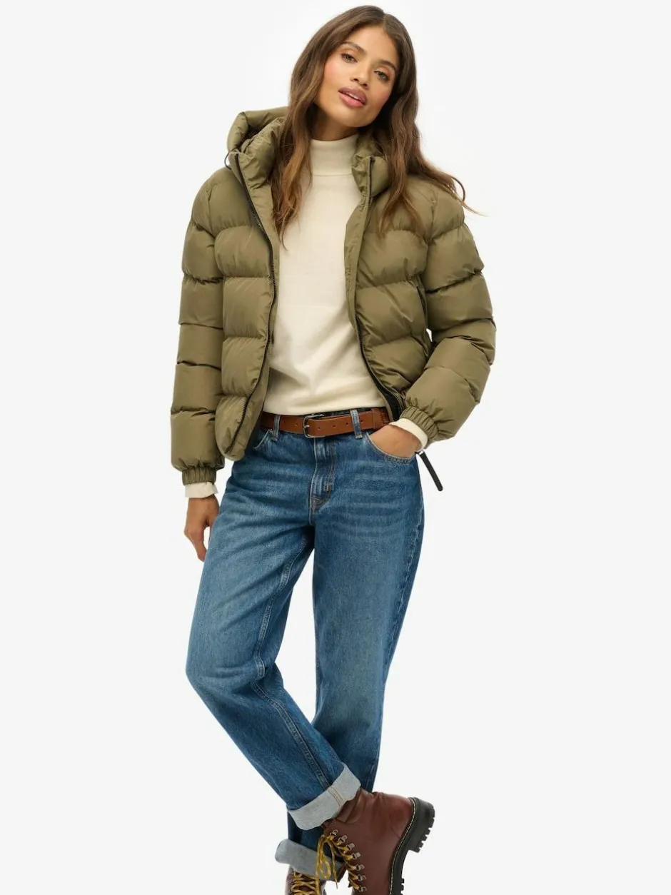 Superdry Green Hooded Sports Puffer Jacket