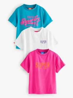 Superdry T-Shirts 3 Pack Pink Hot