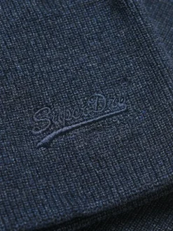 Superdry Essential Logo Knitted Beanie Hat Richest Navy Marl Clearance