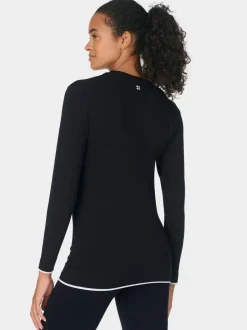 Sweaty Betty Black Modal Crew Neck Base Layer Top Hot