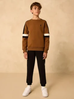 Next Colourblock Crew Set (3-16yrs) Tan Brown New