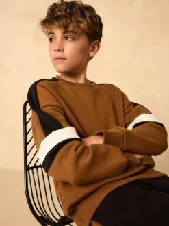 Next Colourblock Crew Set (3-16yrs) Tan Brown New