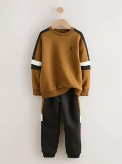 Next Colourblock Crew Set (3-16yrs) Tan Brown New