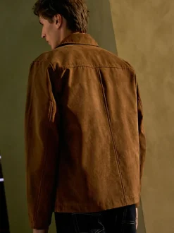 Next Tan Brown Faux Suede Harrington Jacket New