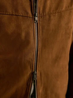 Next Tan Brown Faux Suede Harrington Jacket New