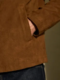 Next Tan Brown Faux Suede Harrington Jacket New