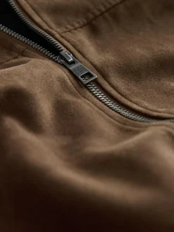 Next Tan Brown Faux Suede Harrington Jacket New