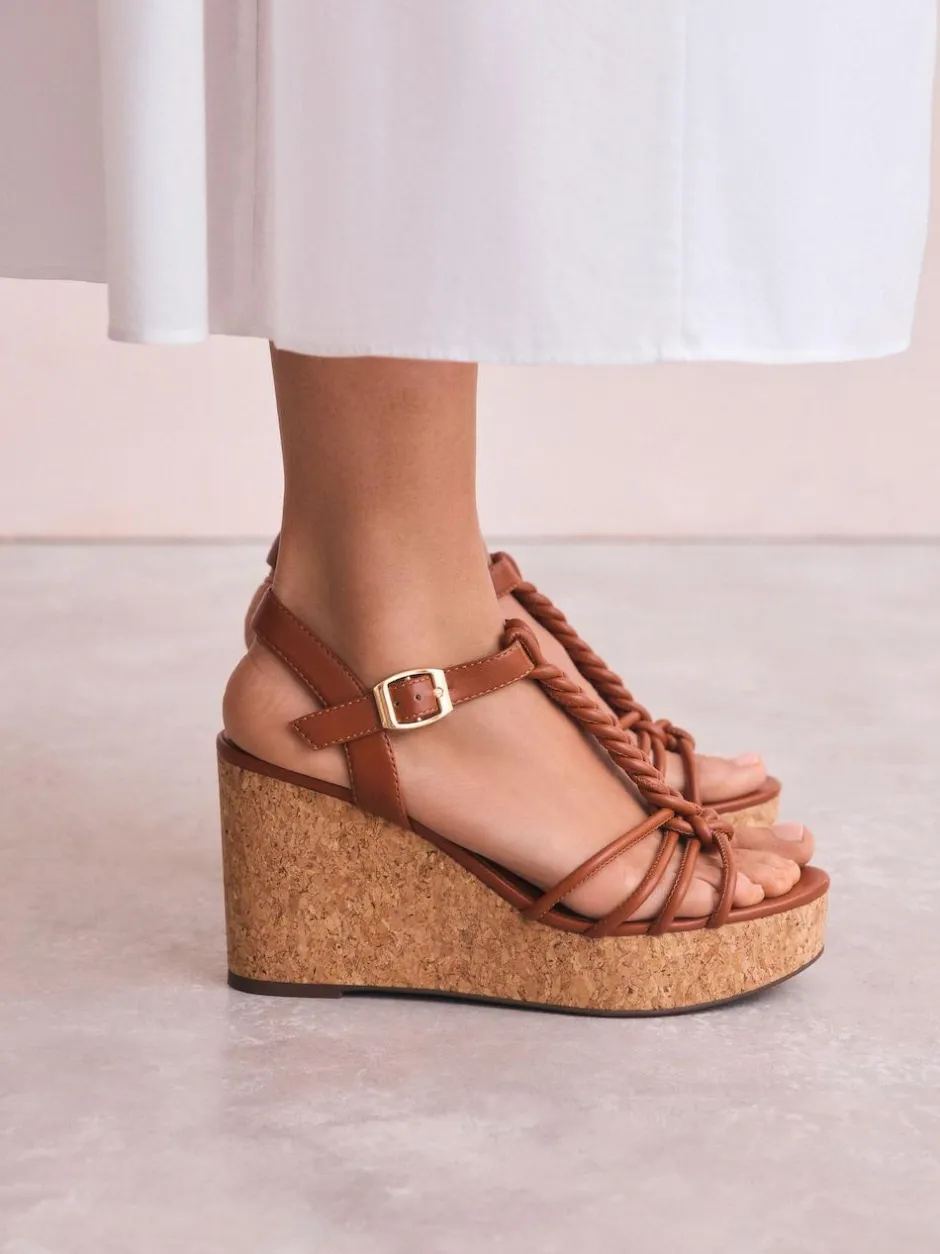 Next Forever Comfort® Plaited Strappy Wedge Heels Tan Brown Hot