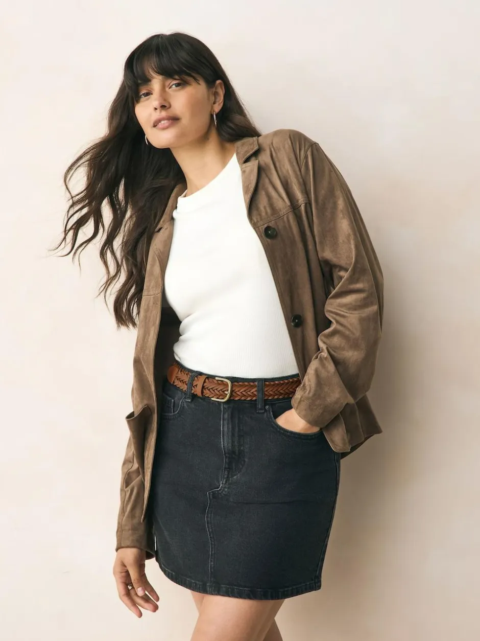 Next Hand Plaited Leather Belt Tan Brown New