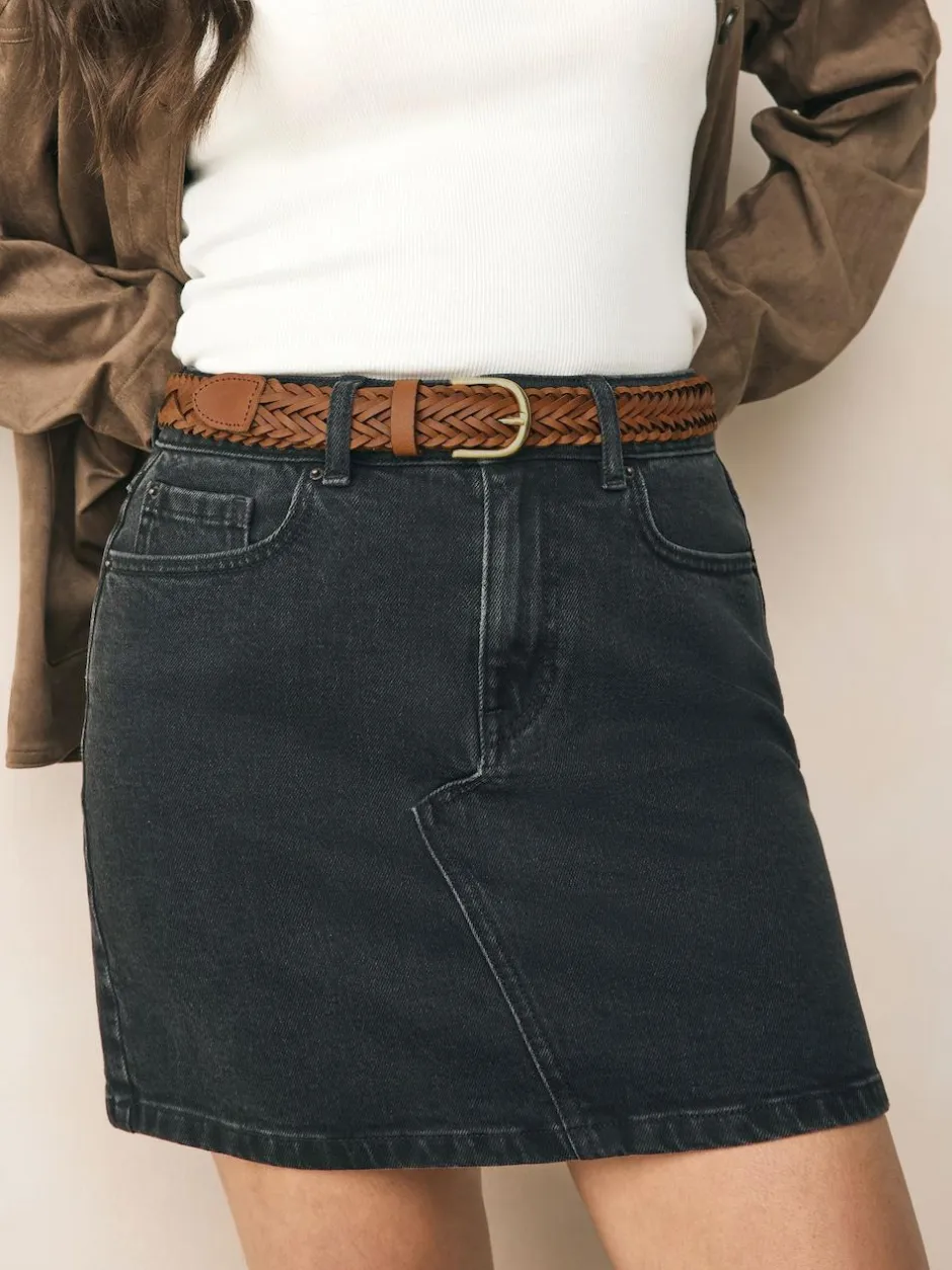 Next Hand Plaited Leather Belt Tan Brown New