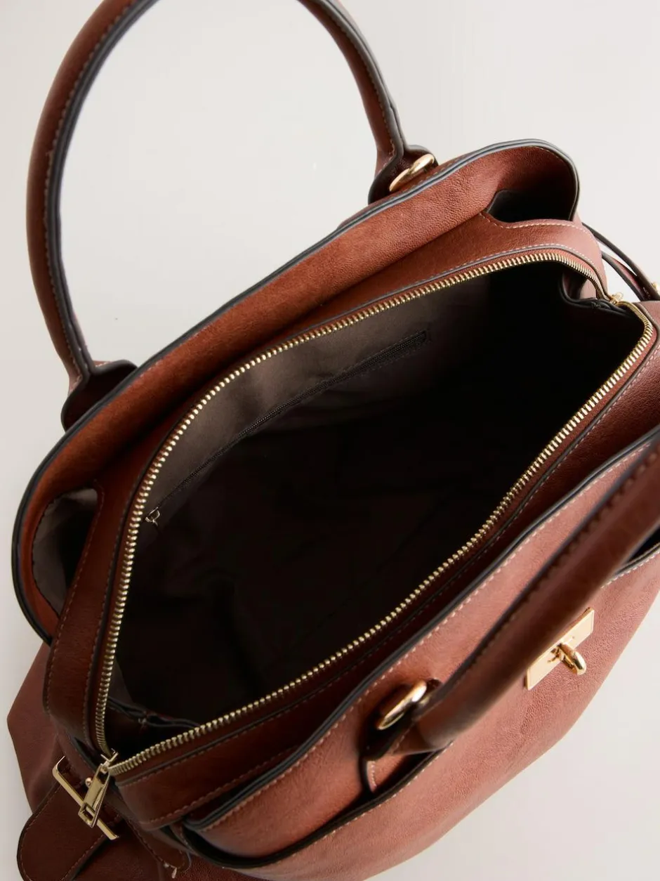 Next Large Tote Bag with Charms Tan Brown Clearance