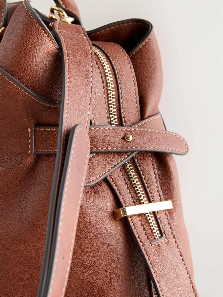 Next Large Tote Bag with Charms Tan Brown Clearance