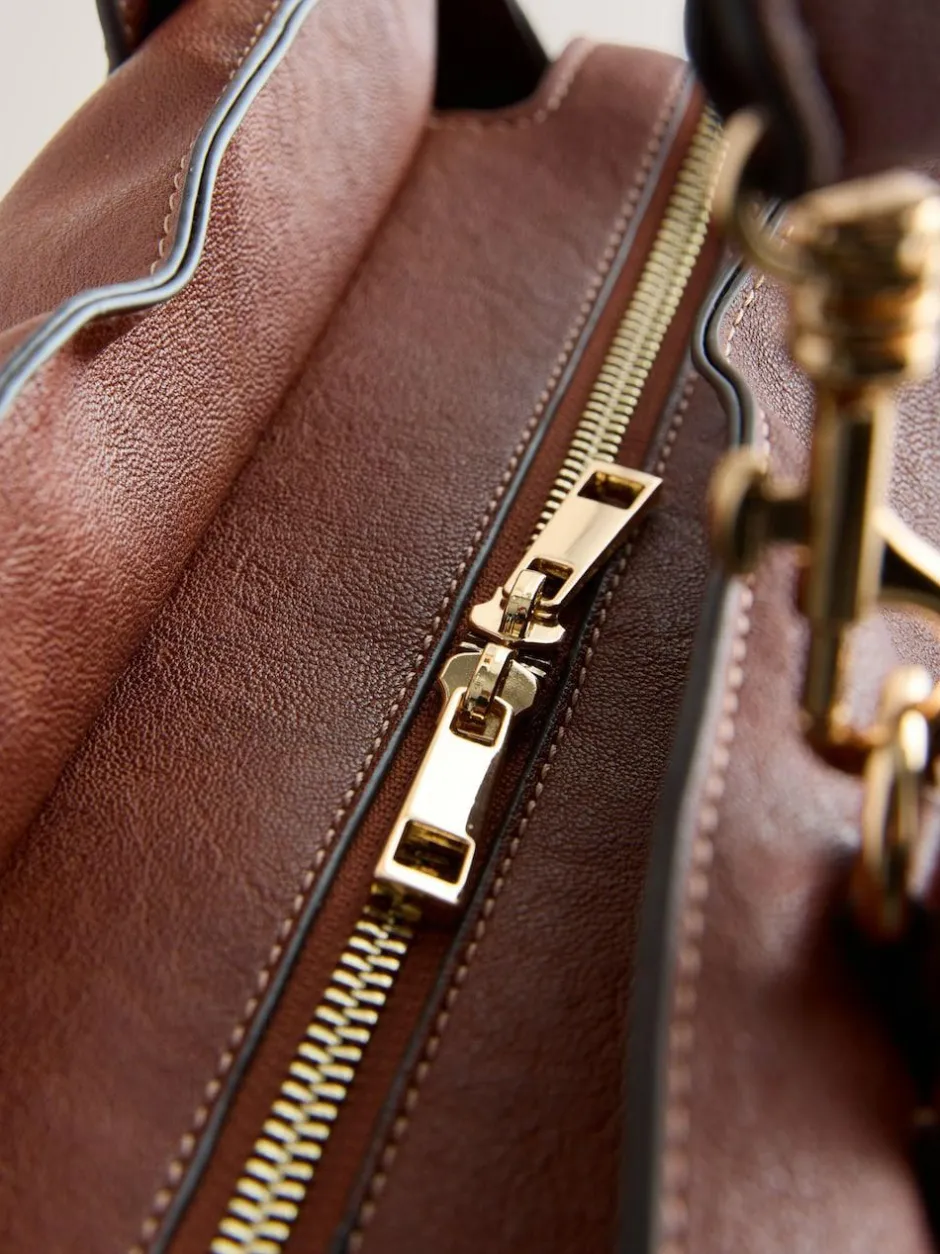 Next Large Tote Bag with Charms Tan Brown Clearance