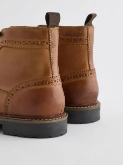 Next Leather Brogue Boots Tan Brown Online