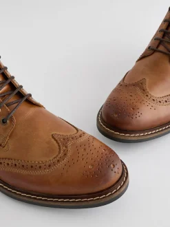 Next Leather Brogue Boots Tan Brown Online