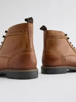 Next Leather Brogue Boots Tan Brown Online