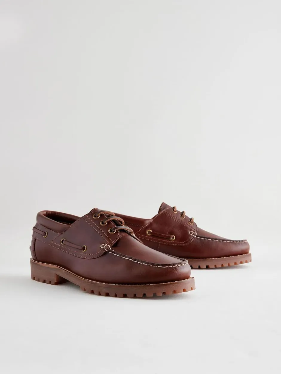 Next Tan Brown Leather Cleated Boat Shoes Outlet