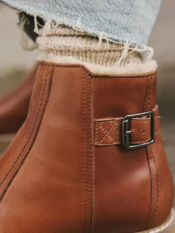 Next Forever Comfort® Faux Fur Lined Buckle Trim Ankle Boots Tan Brown Leather Sale