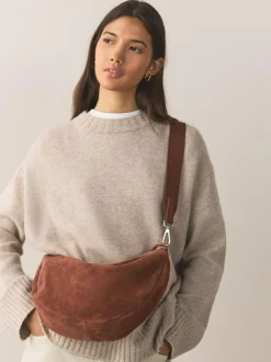 Next Tan Brown Leather Sling Cross Body Bag Discount