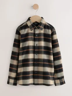 Next Long Sleeve Brushed Cotton Check Shirt (3-16yrs) Tan Brown Best