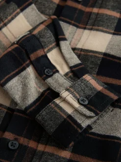 Next Long Sleeve Brushed Cotton Check Shirt (3-16yrs) Tan Brown Best