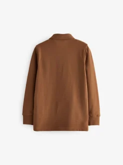 Next Tan Brown Long Sleeve Polo Shirt (3-16yrs) Outlet