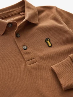 Next Tan Brown Long Sleeve Polo Shirt (3-16yrs) Outlet