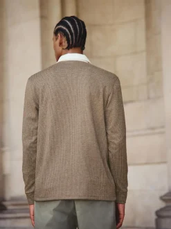 Next Tan Brown Puppytooth Rugby Shirt Hot